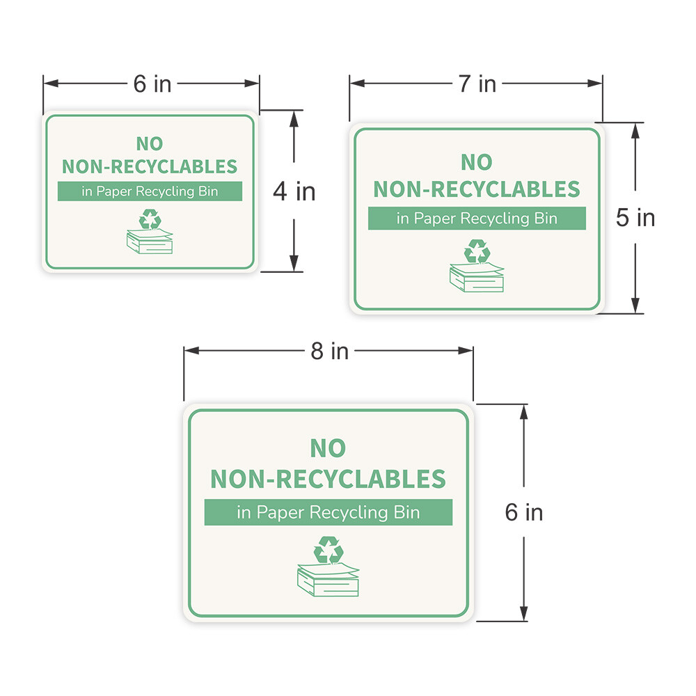 Classic Framed Plus No Non-Recyclables in Paper Recycling Bin Door or Wall Sign