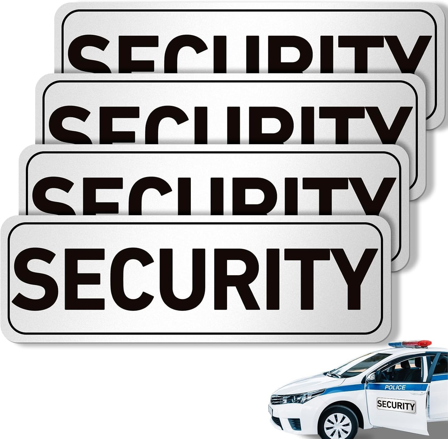 Security Car Magnet Signs 4 Pack Waterproof Reflective Heavy Duty Decals