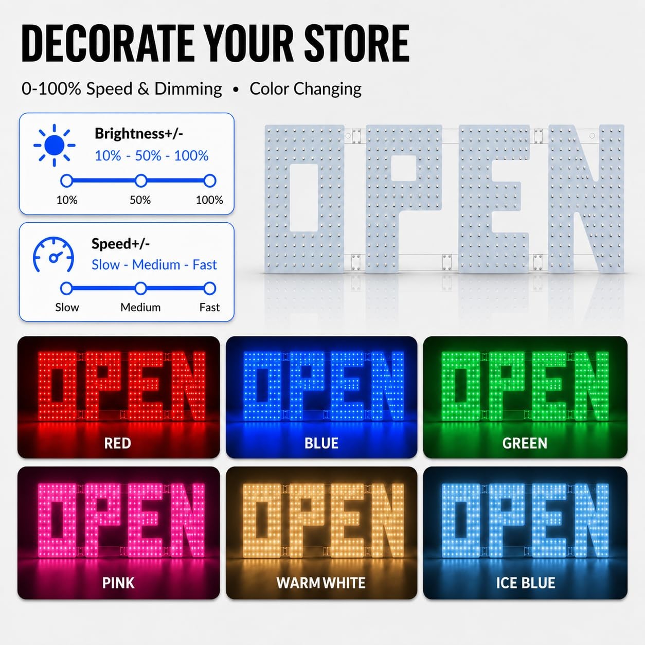 43″ x 14″ Open Sign for Business, Large RGB LED Open Sign with App & Remote C…