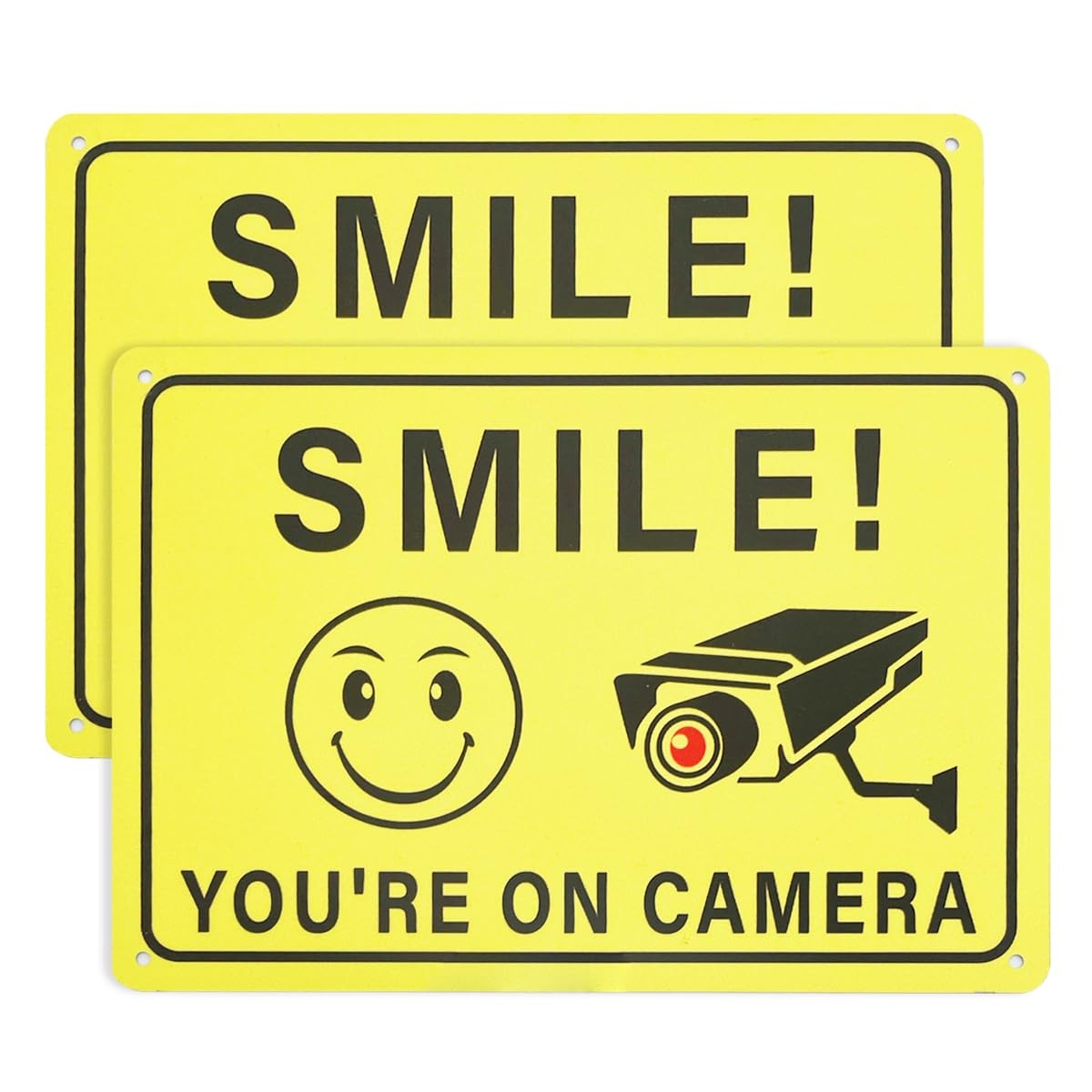 2 Pack 10″x7″ Smile You Are On Camera Signs Rust Free Aluminum for Home Business