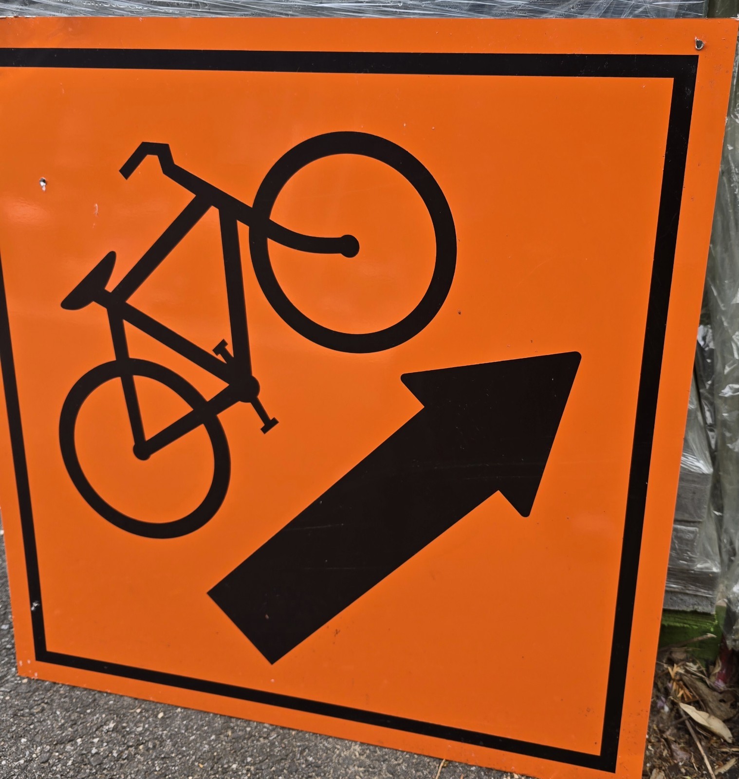 Bicycle Right Arrow Orange Reflective 24″ Street Sign Bike Lane Construction #1
