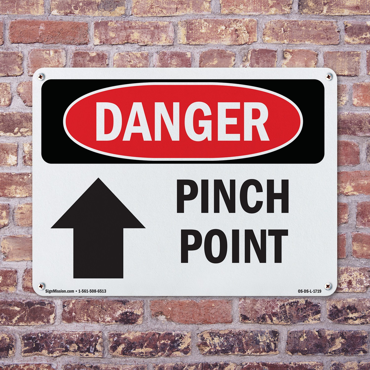 Pinch Point OSHA Danger Sign Metal, Plastic, Or Decal – 5 or 10 Pack