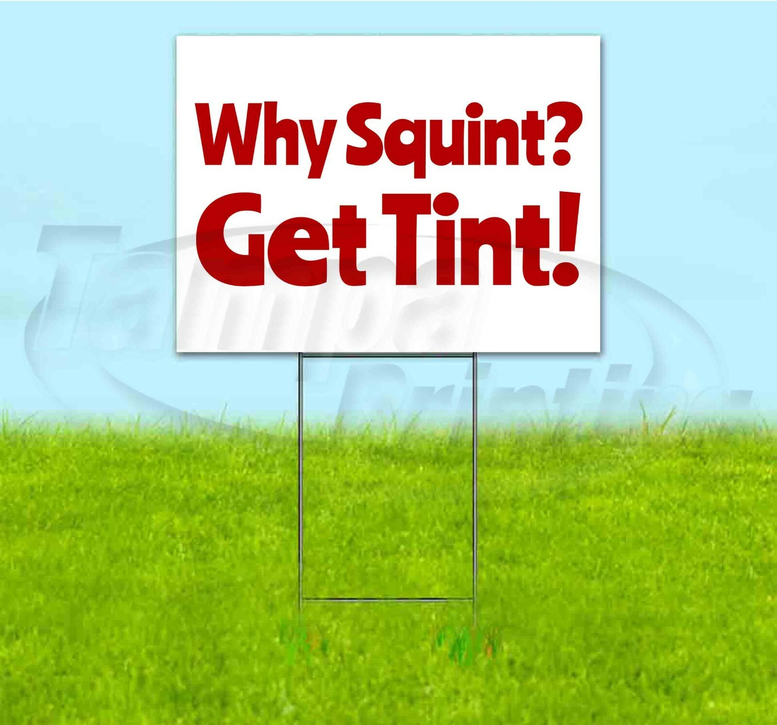 WHY SQUINT GET TINT 18×24 Yard Sign WITH STAKE Corrugated Bandit USA SERVICE