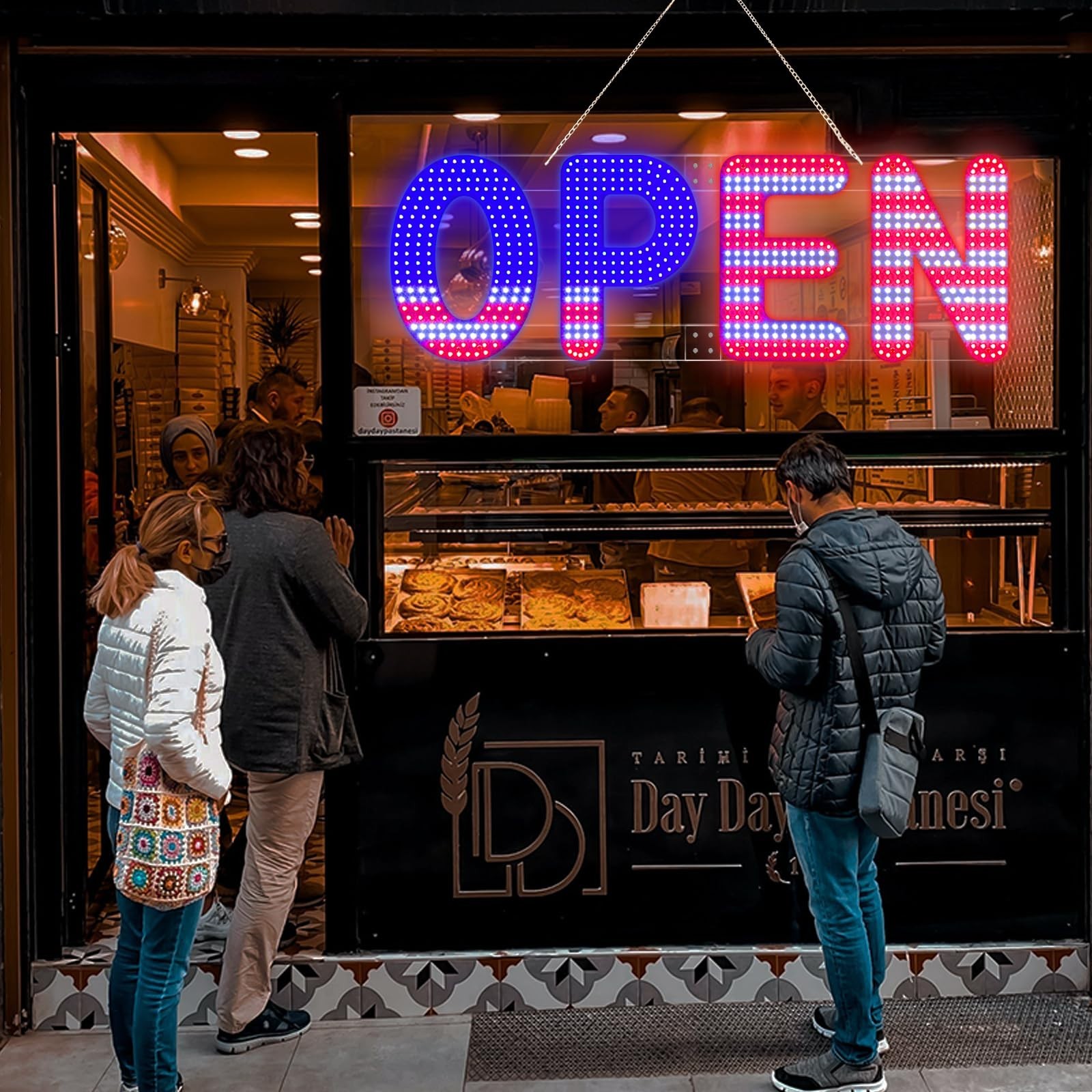 30″x10″ LED Open Sign – Ultra Bright, Dimmable with 4 Modes, 12V Adapter, Storef