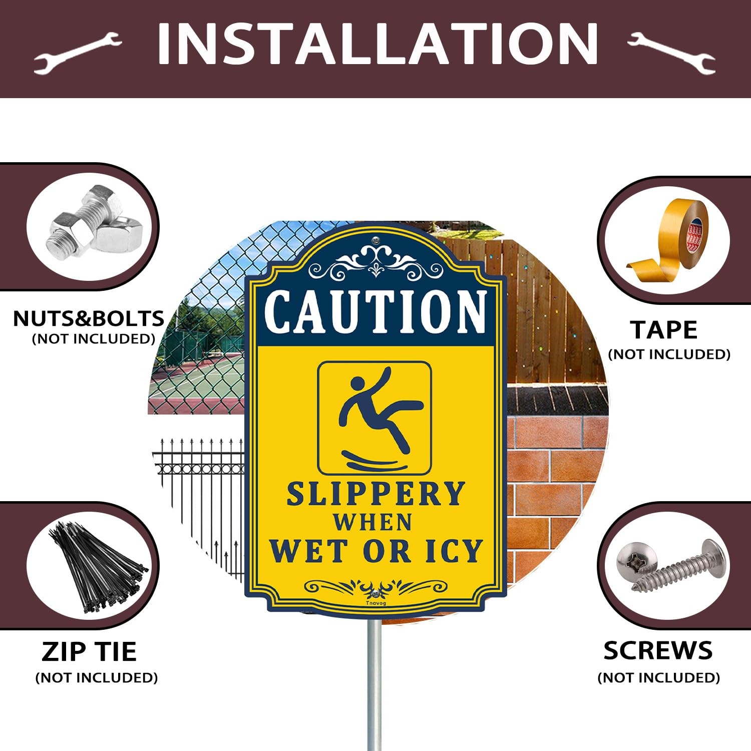 Caution Slippery When Wet Icy Sign 12×8 Inch Reflective Aluminum Signs 2 PCS