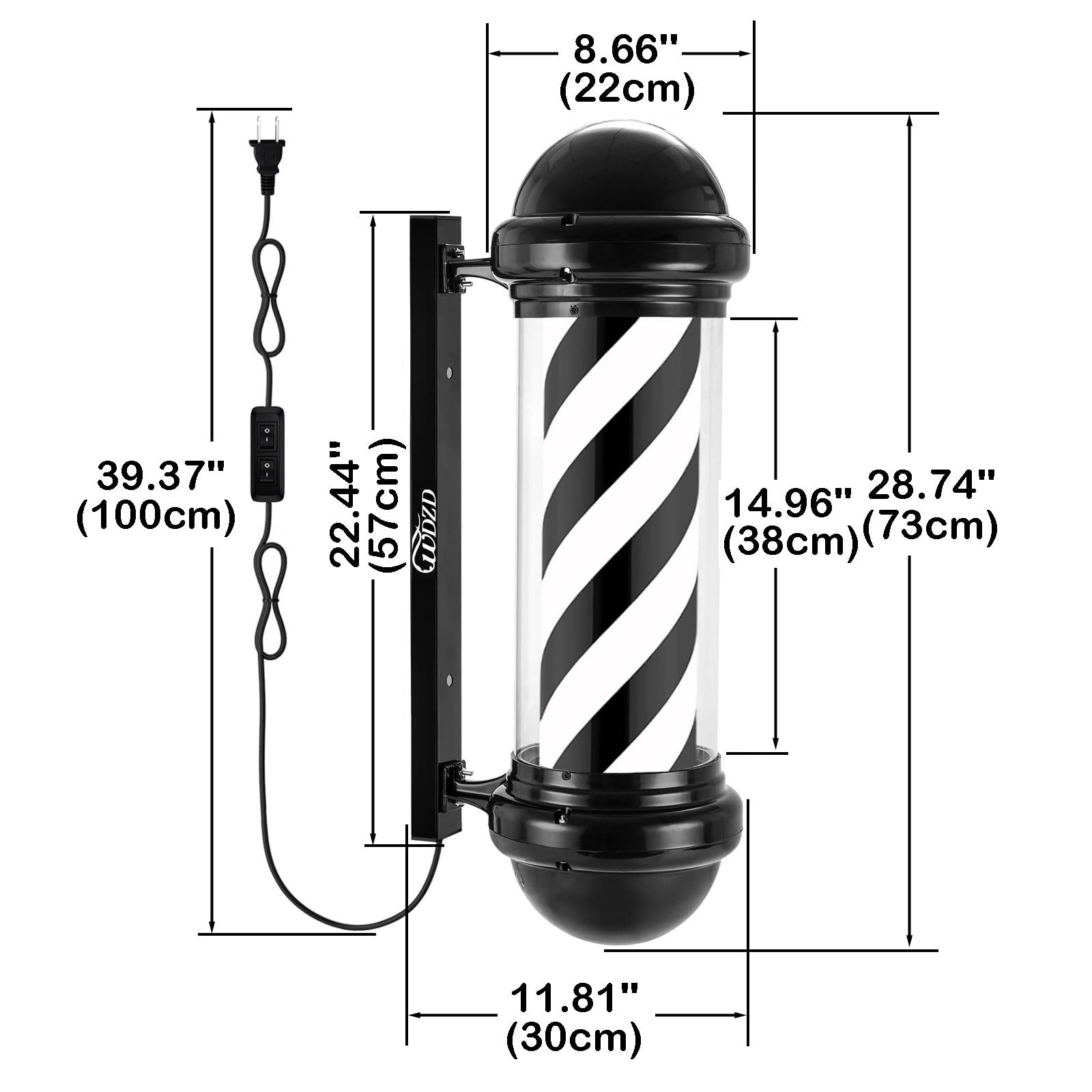 Wdzd 29 Black Barber Pole Light