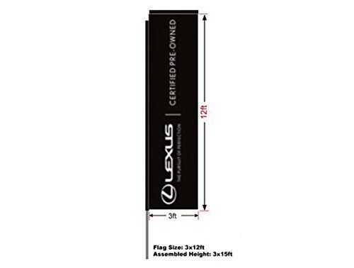 Lexus Certify Preowned Rectangular Flag, 15′ Pole and Ground Spike, 3’W x 12’H