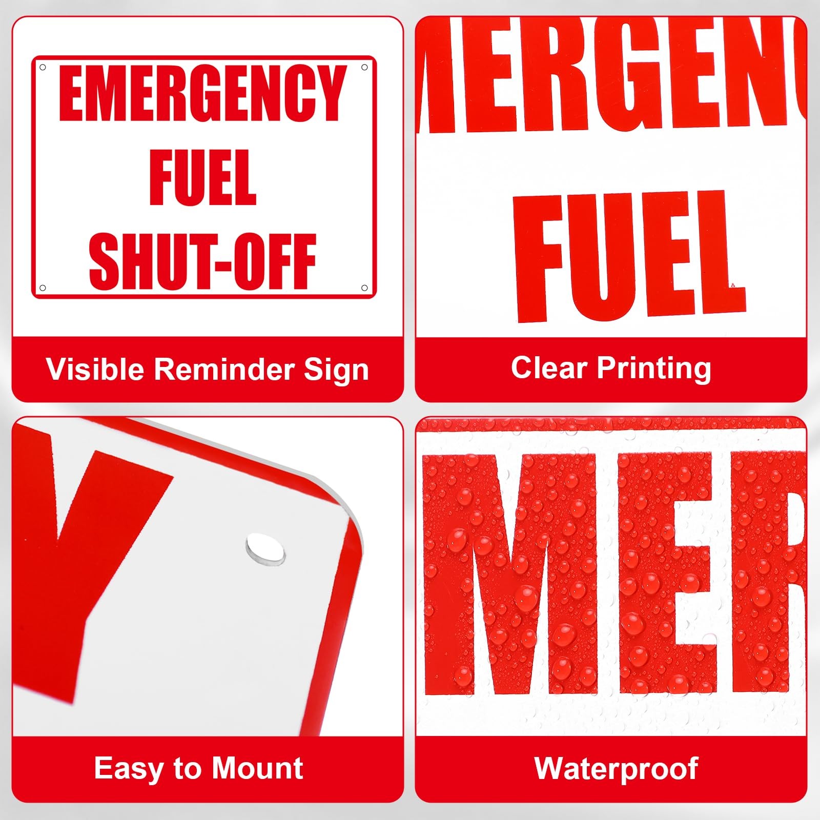 2 Pack Fuel Shut-Off Sign, 10 x 7 Inches Aluminum Fuel Shut-Off Sign Weatherp…