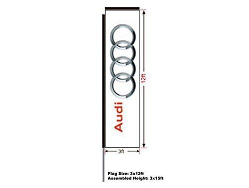 Audi Rectangular Flag, Kit with 15′ Pole and Ground Spike, 3’W x 12’H