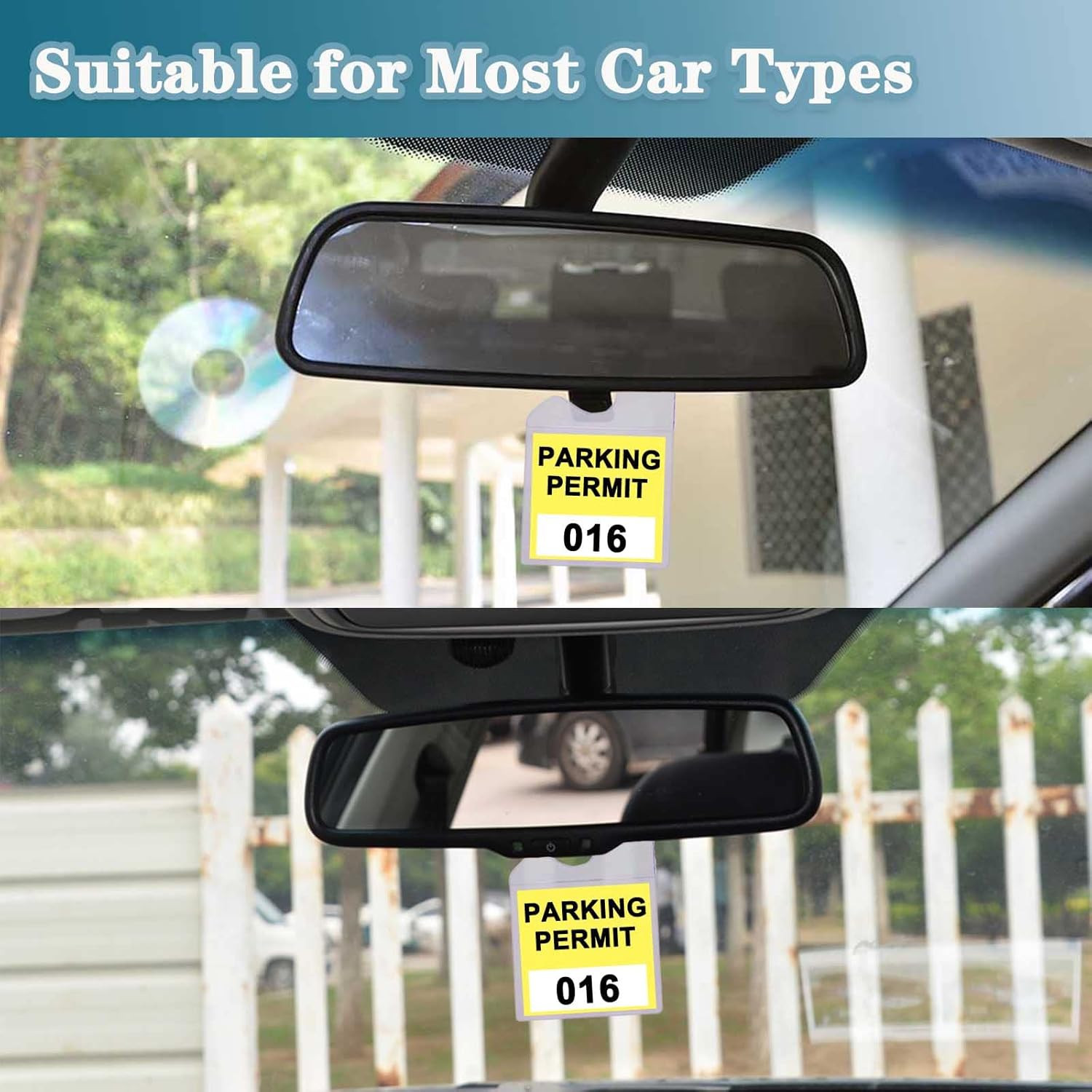 Clear Parking Permit Holder, Car Vertical Parking Lot Pass Rear View Mirror Hang