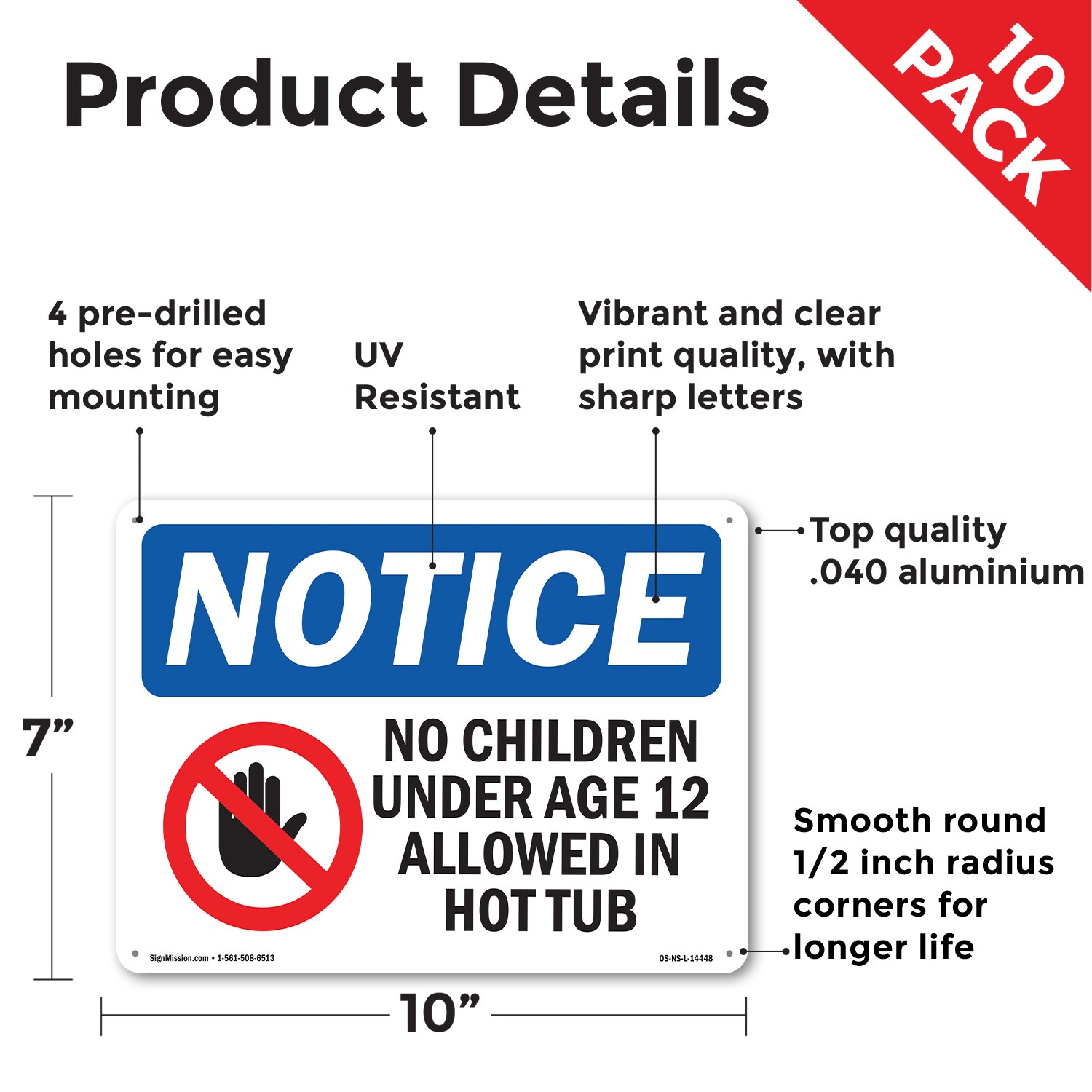 No Children Under Age 12 Allowed OSHA Notice Sign Metal, Decal – 5 or 10 Pack