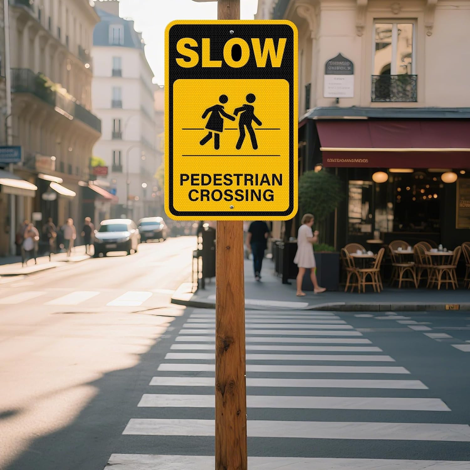 2 Pack Slow Pedestrian Crossing Sign 18 × 12 Inches High Reflective Waterproof A