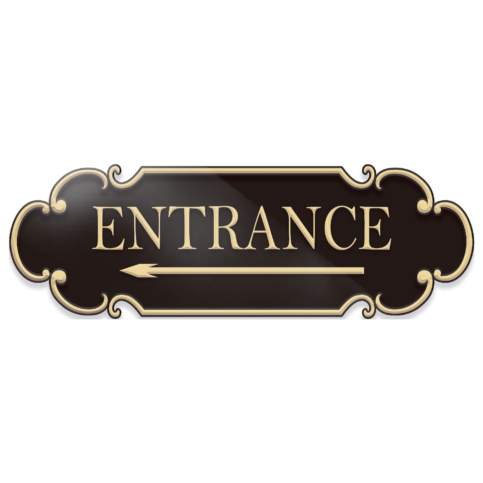 9×3 Inch Black Gold Acrylic Left Arrow Entrance Sign SelfStick Door Wall