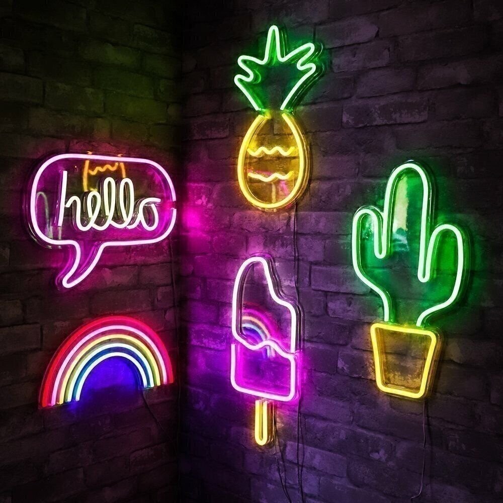 Isaac Jacobs 17” x 10” inch LED Neon ‘Yellow & Green Pineapple’ Wall Sign