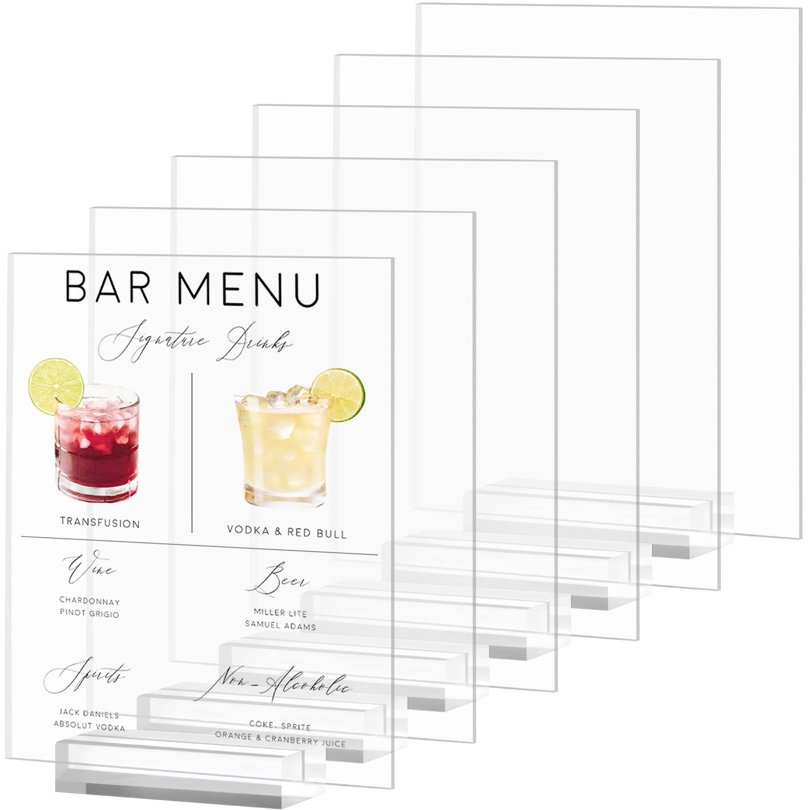 6 PCS Clear Blank Acrylic Sign Sheet Stand DIY Wedding Bar Table Signs 8×10 In