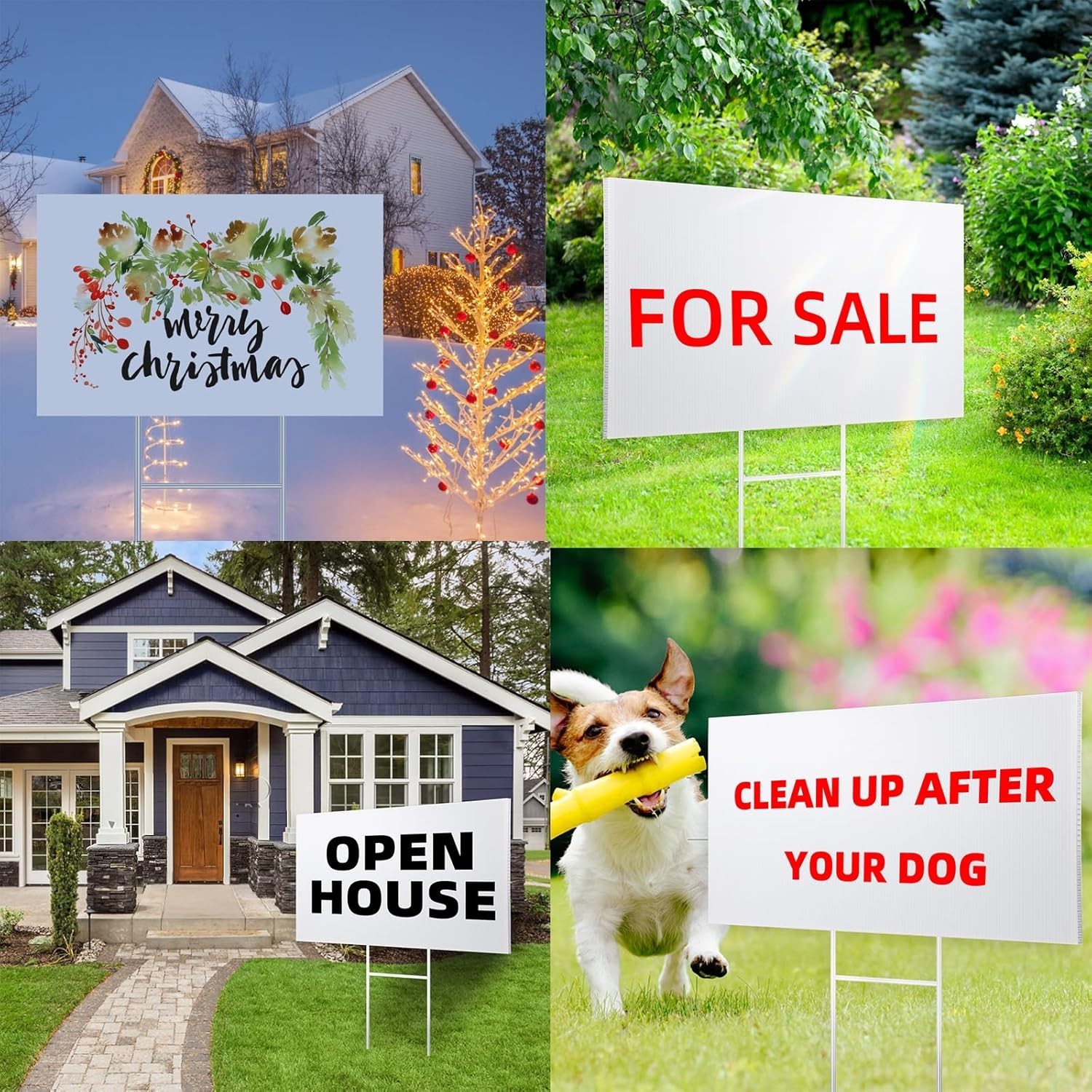 Customizable 17×12 Lawn Signs with Metal Stakes – 4 Pack, Waterproof & Sturdy