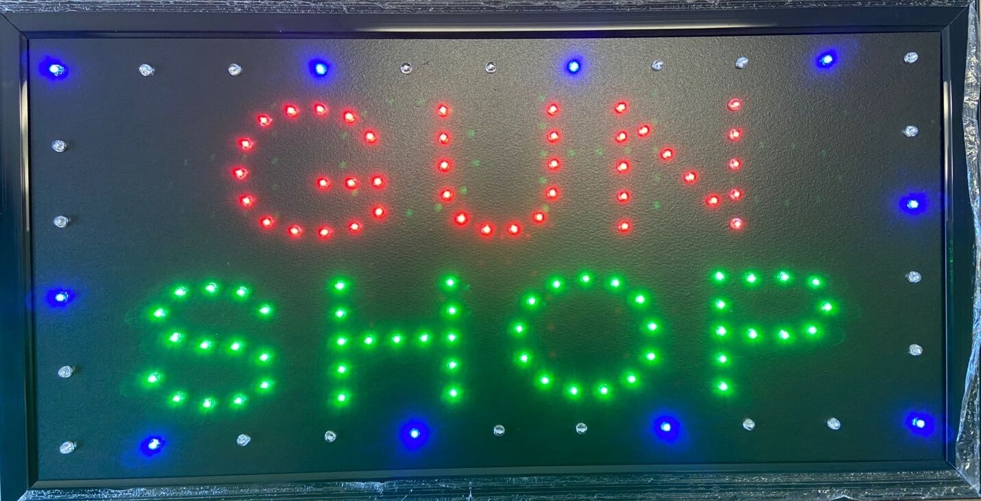 10″*19″ Gun Shop Ammo LED SIGN On/Off with Switch Bright Open Light Neon