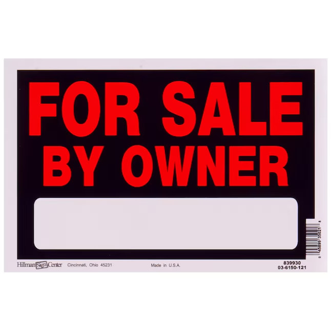 Hillman For Sale by Owner 8-in x 12-in Plastic Sale/For sale Sign