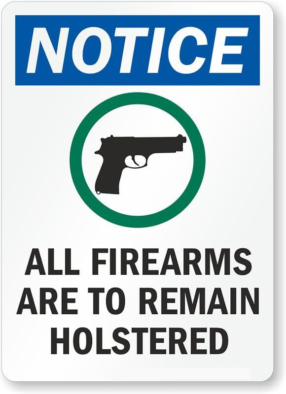 Firearms Holstered Sign Aluminum OSHA Notice Weatherproof 8×12 Inches