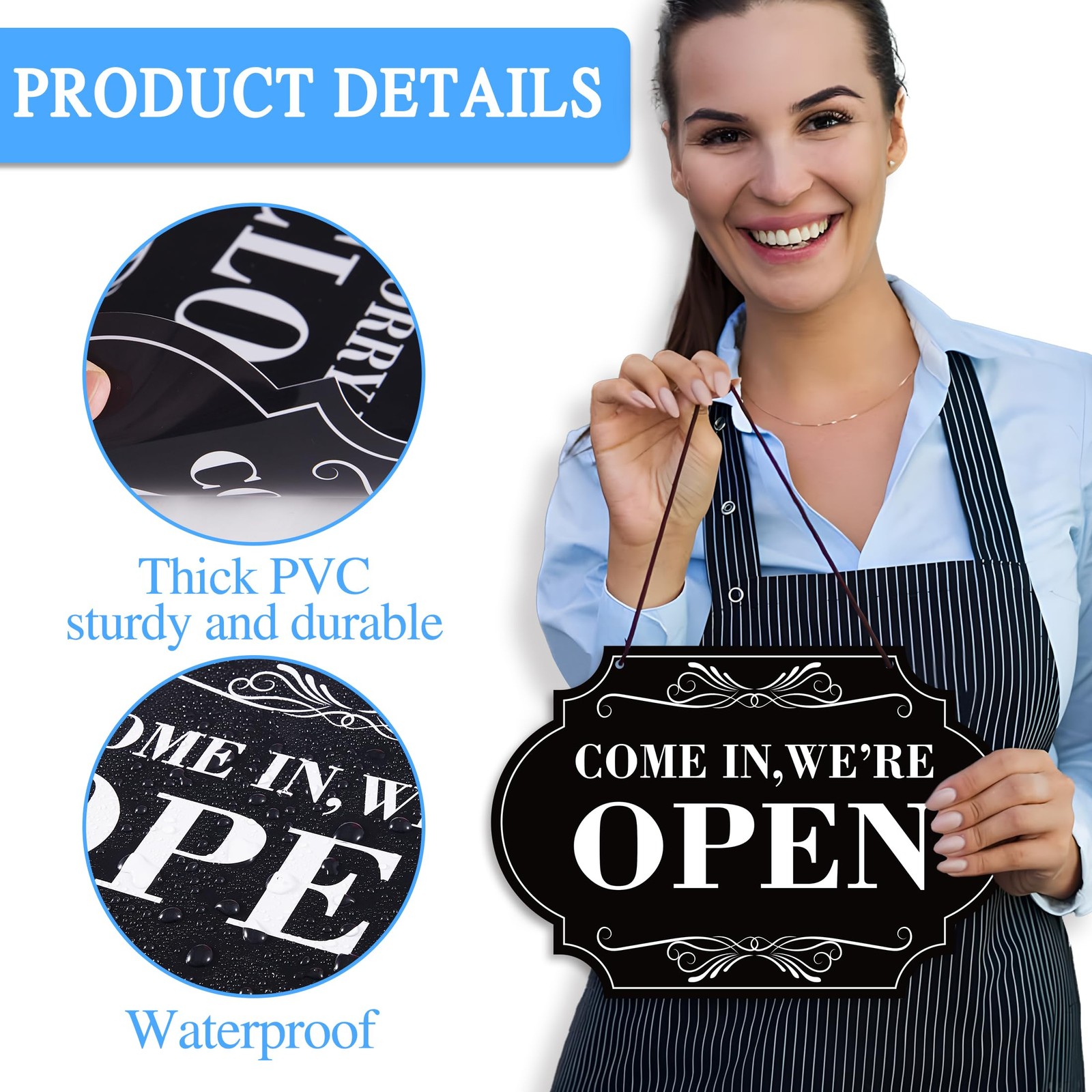 Open Closed Signs for Business, 11×8 Waterproof Double Sided Come In or Closed H