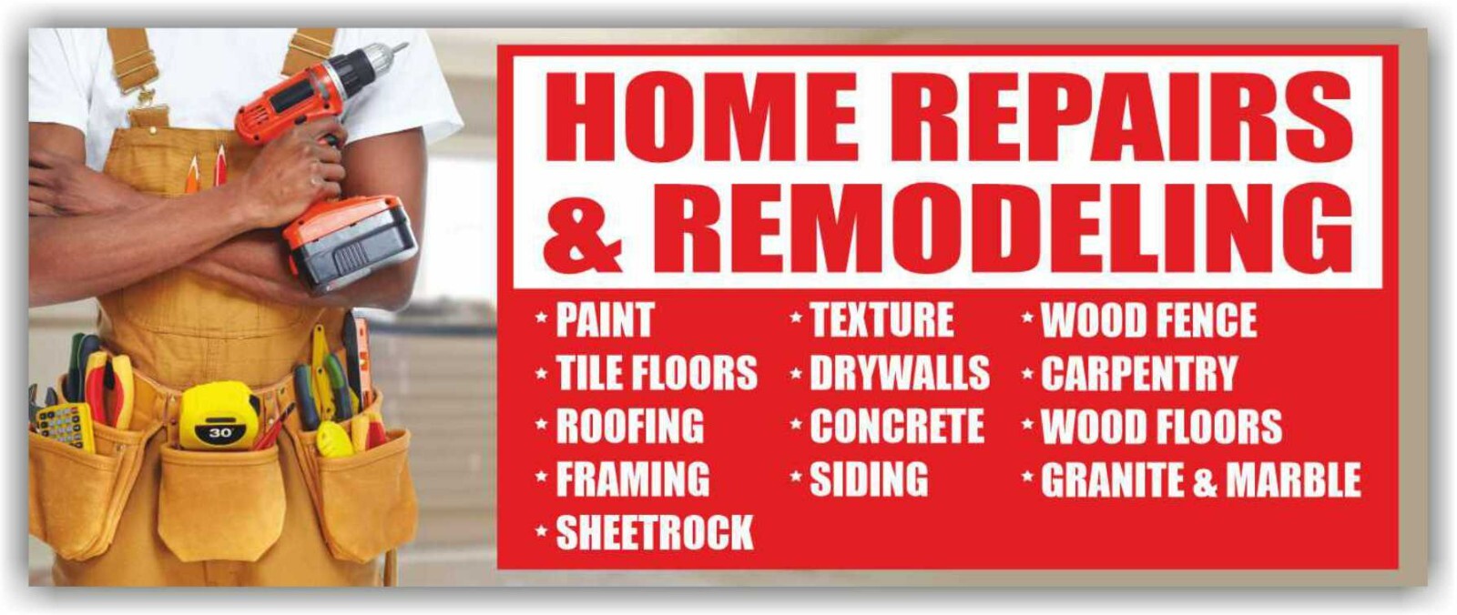 HOME REPAIRS REMODELING Advertising Banner Vinyl Mesh Sign paint tile floors
