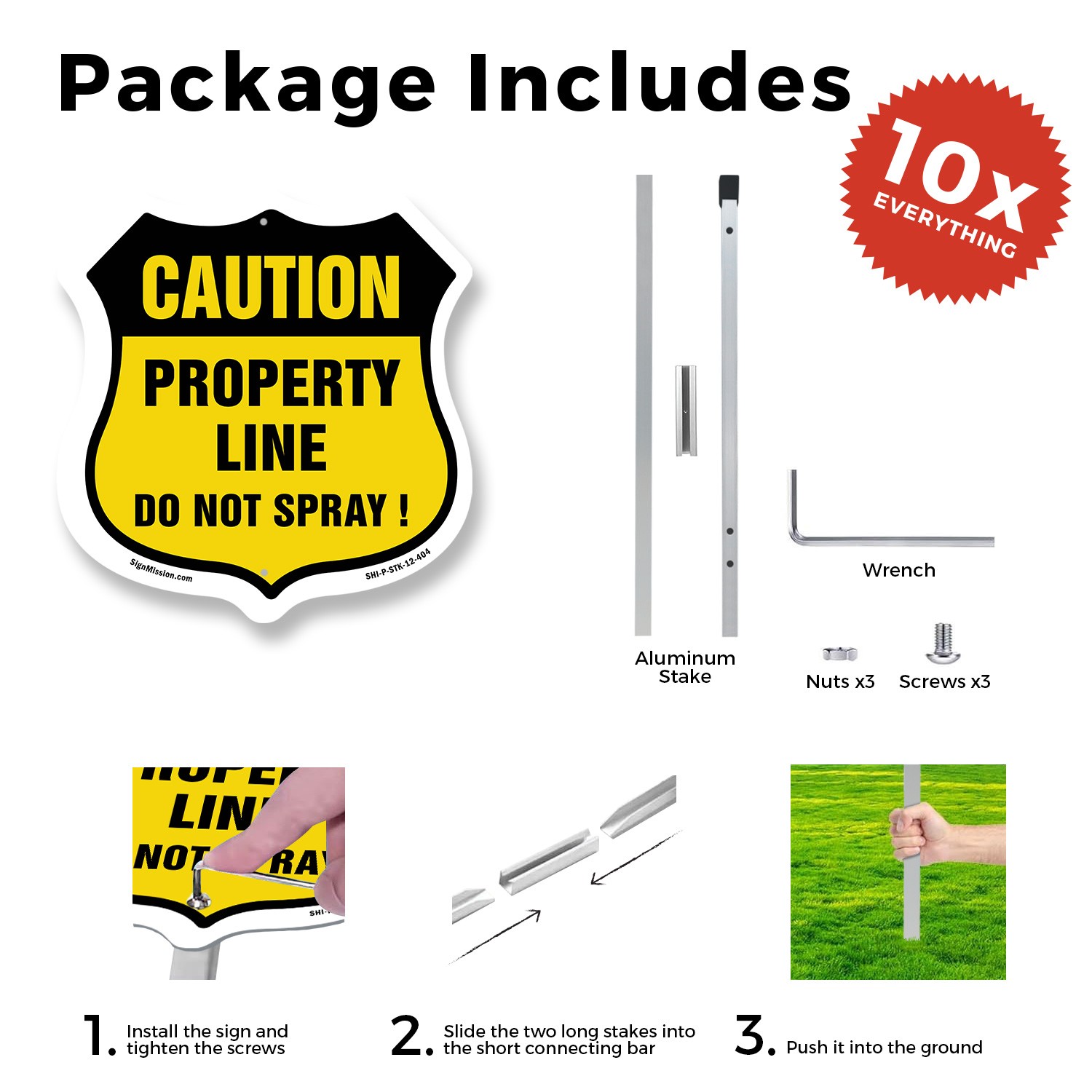 No Spray Shield Sign Caution Property Line Do Not Spray Shield Sign With Stake