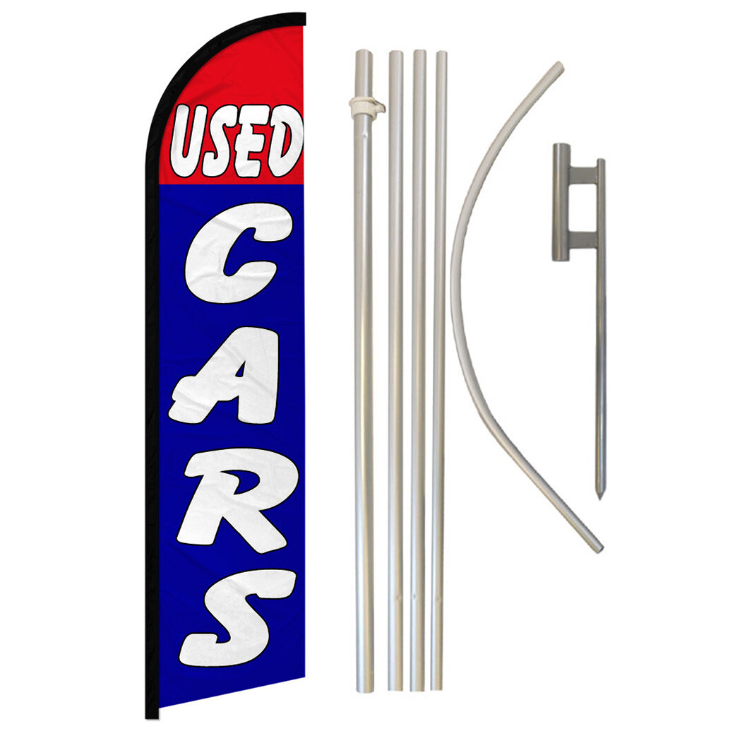 Car Dealership Swooper Full Curve Windless Swooper Flag & Pole Kit Dealership
