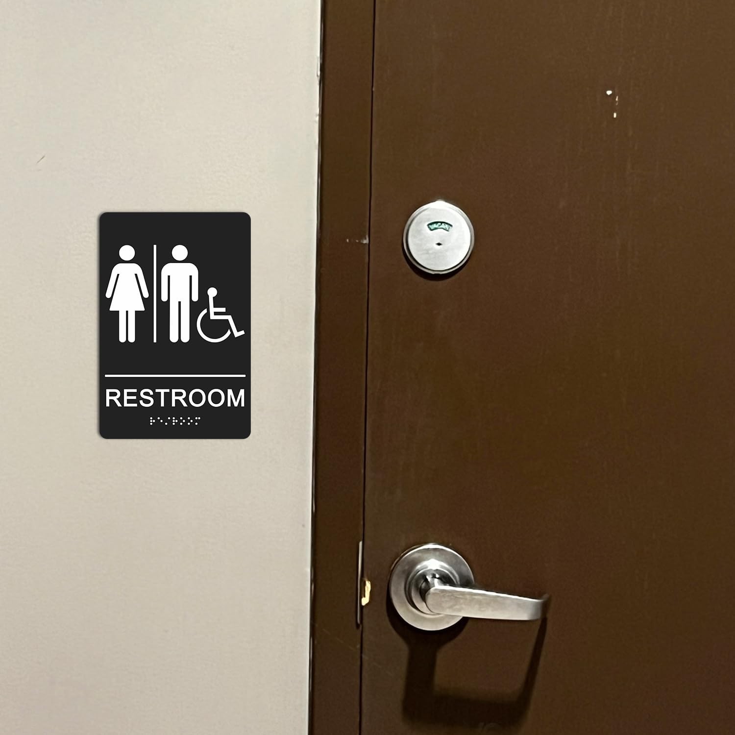ADA Braille Unisex Bathroom Signs,9 x 6 Inches Restroom Signs with -Adhesive …