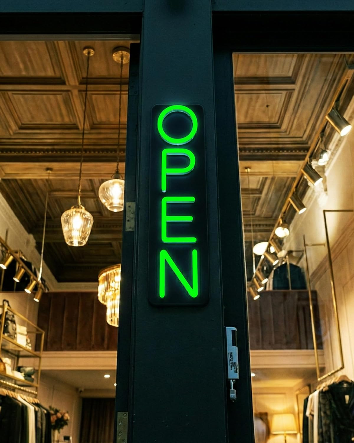 Outdoor Open Sign for Business 28X7In IP65 Waterproof, Vertical LED Neon Open Si
