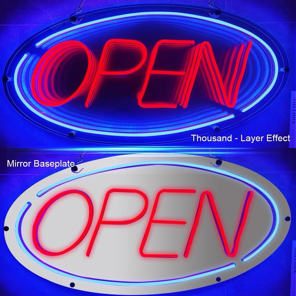 OPEN Signs for Business – Neon Sign for Business Ultra Bright LED, ON/OFF Switch