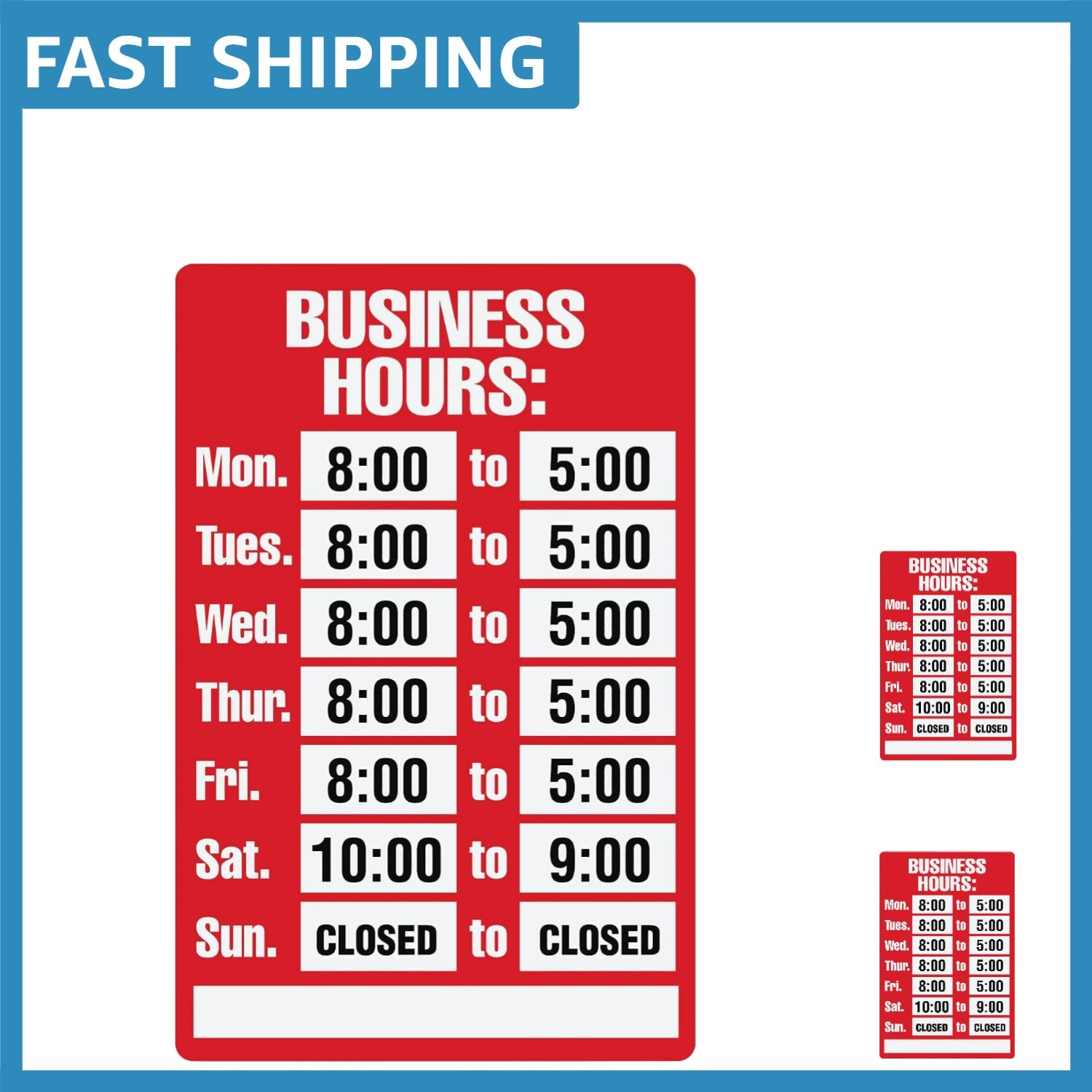 Customizable Business Hours Sign Kit – 8″ x 12″ Weather-Resistant Display