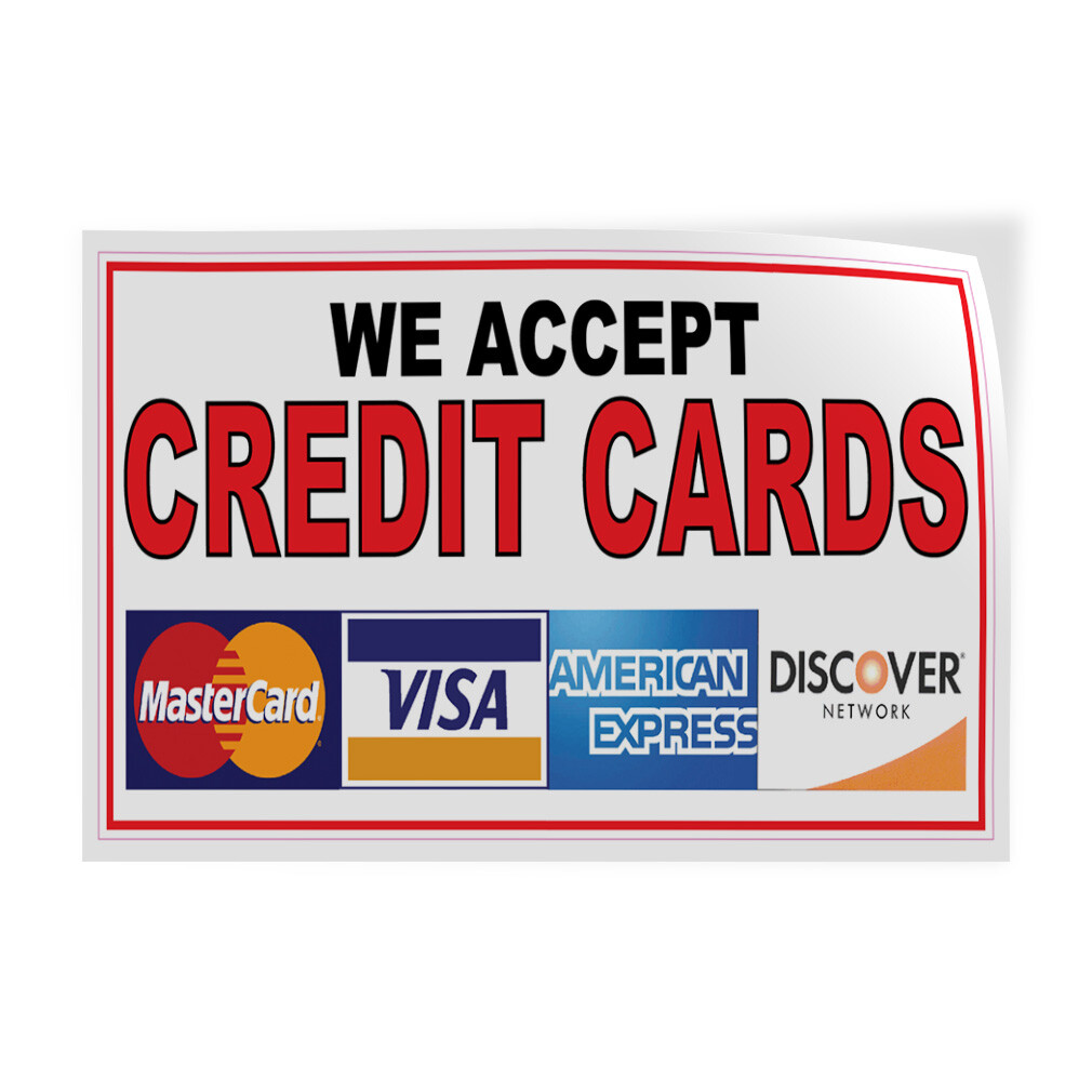 Decal Stickers We Accept Credit Cards Restaurant Cafe Bar A Store Sign Label