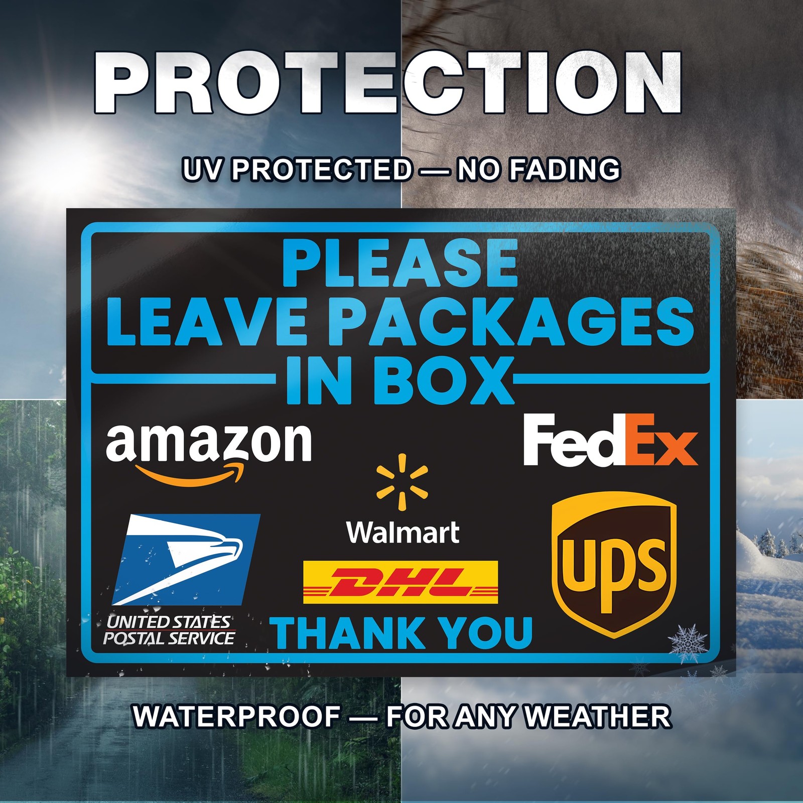 Leave Packages in Box Sticker, 10 X 7 Inch Reflective Package Delivery Sign with