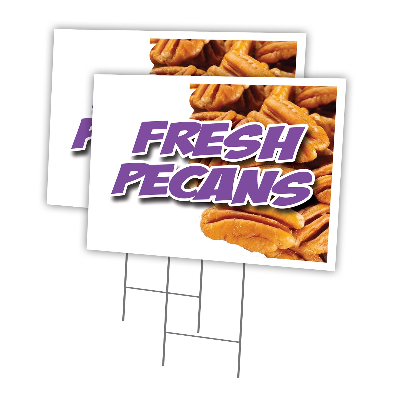 Fresh Pecans Multi-Pack of Yard Signs & Stake outdoor plastic coroplast window