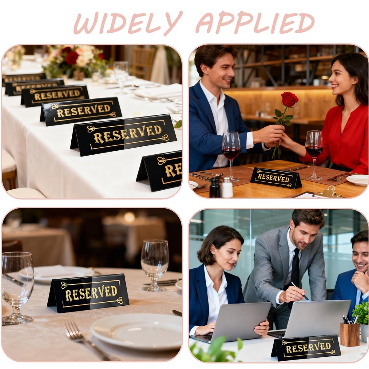 10PCS Acrylic Reserved Table Signs – 6x2x1.6 in Table Tent – Double-Sided, Wa…