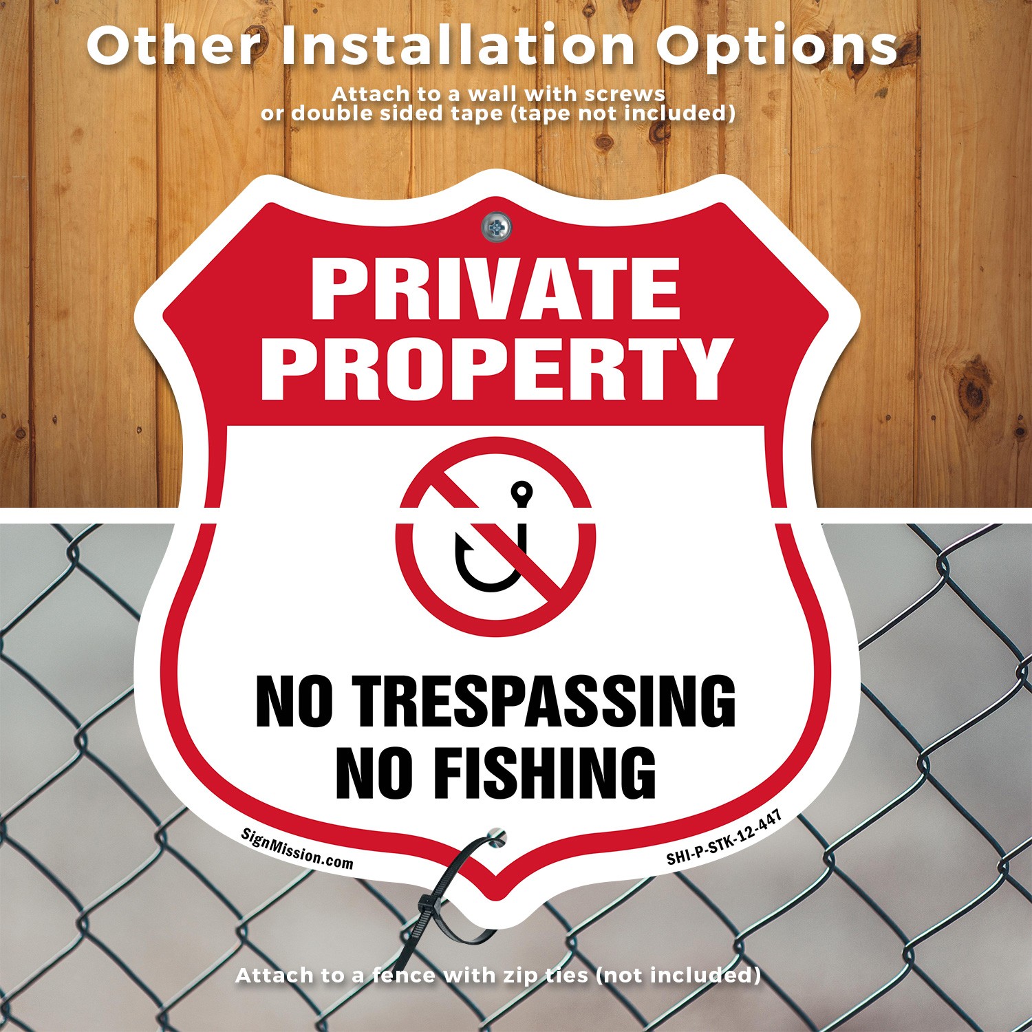 Private Property Shield Sign No Trespassing No Fishing Shield Sign With Stake