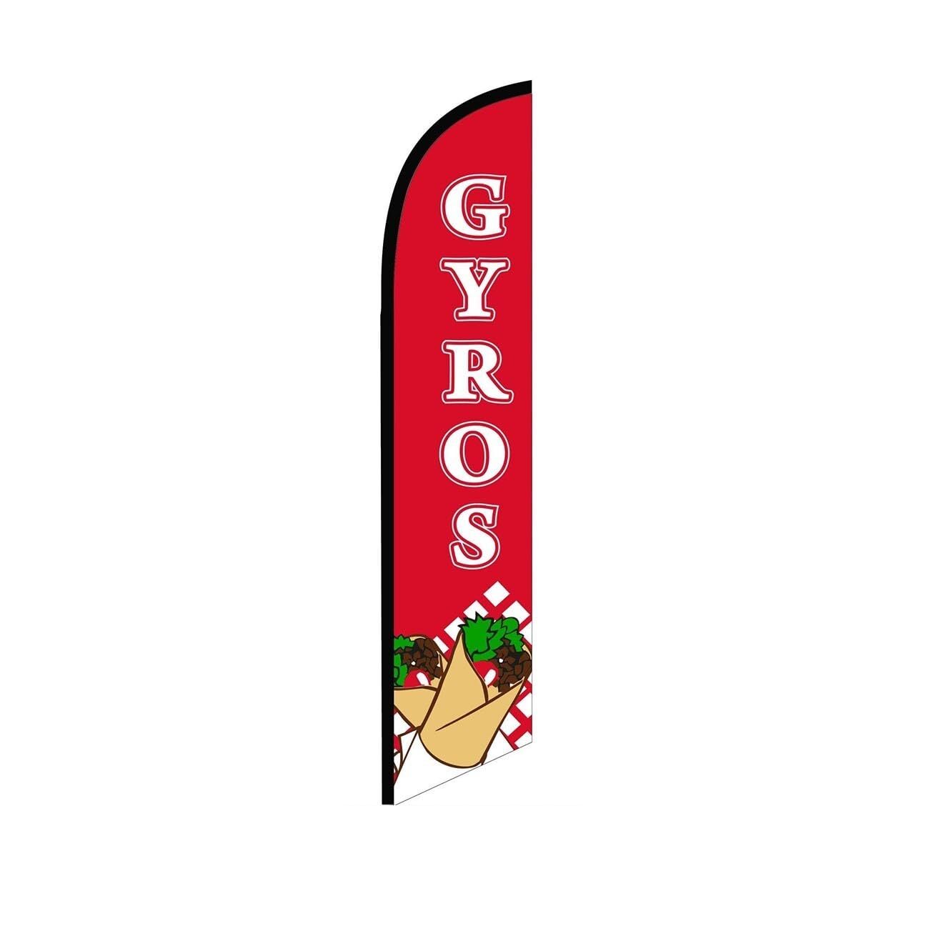 Gyros Red Swooper Flutter Feather Flag | 3ft W x 11.5ft Tall