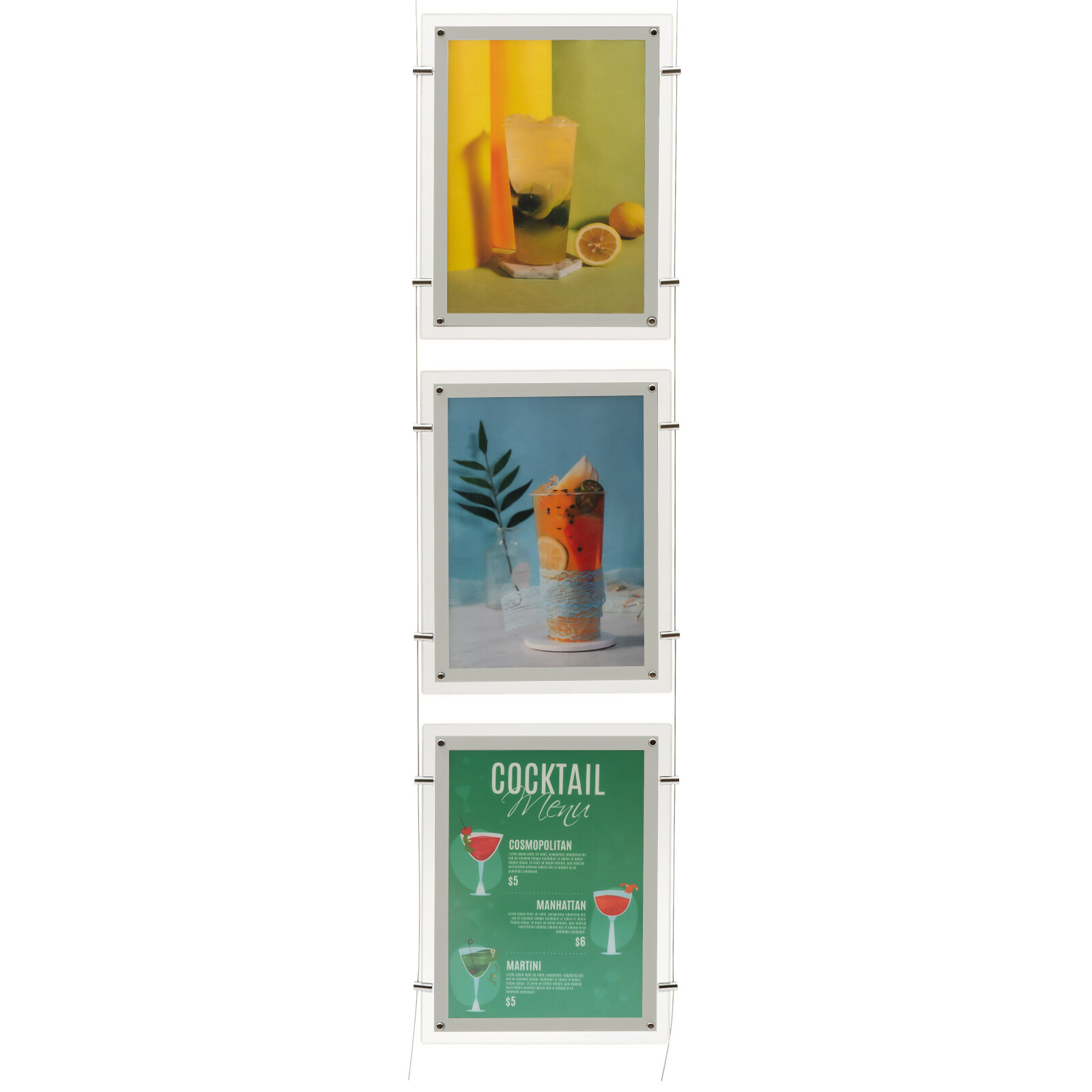 3PCS A3 Real Estate Window Hanging Led Backlit Picture Frame Display Sign Holder