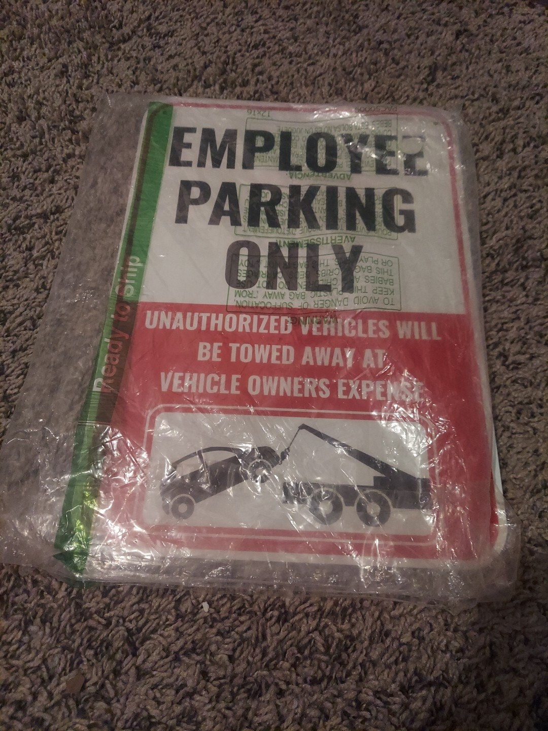 Employee Only Parking Sign 18 x 12 Inches Aluminum New In Bag