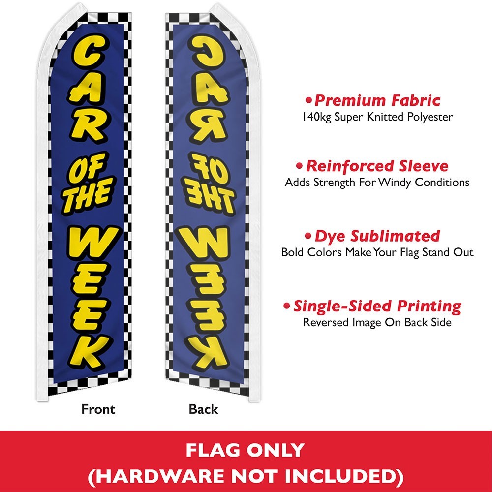 Car of the Week Blue Swooper Flutter Feather Advertising Auto Dealership Flag