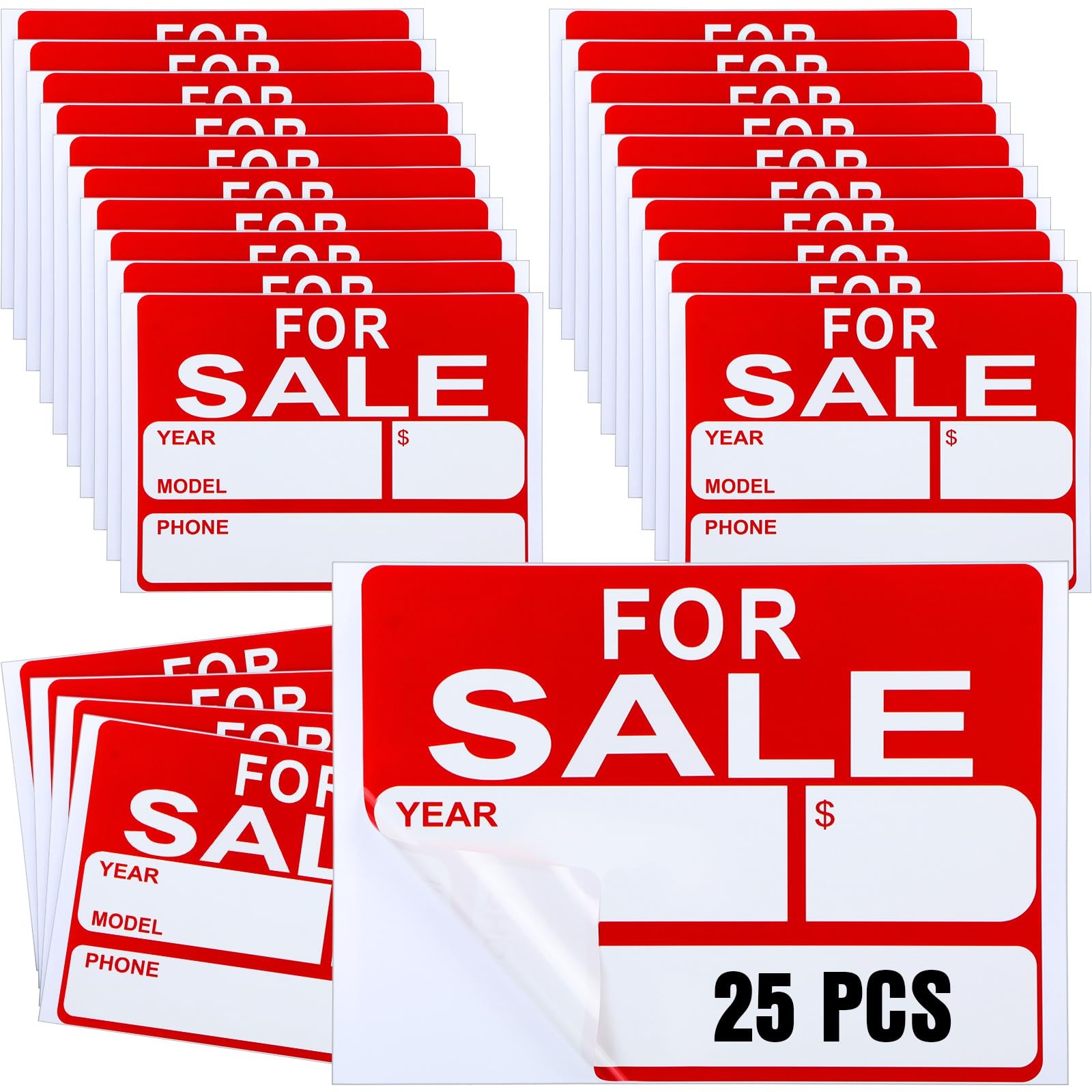 Seajan 25 Pcs for Sale Signs for Car 9 x 12 Inches Auto Sales Signs Vehicle, Hou