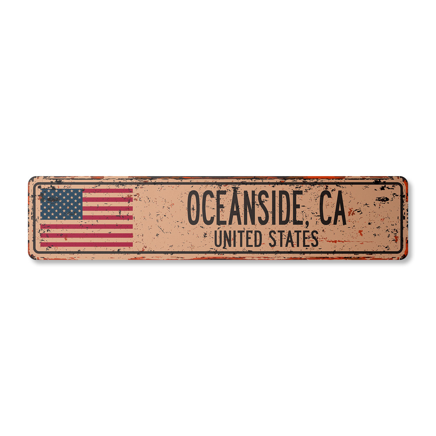 OCEANSIDE CA UNITED STATES Vintage Street Sign American flag city country rustic