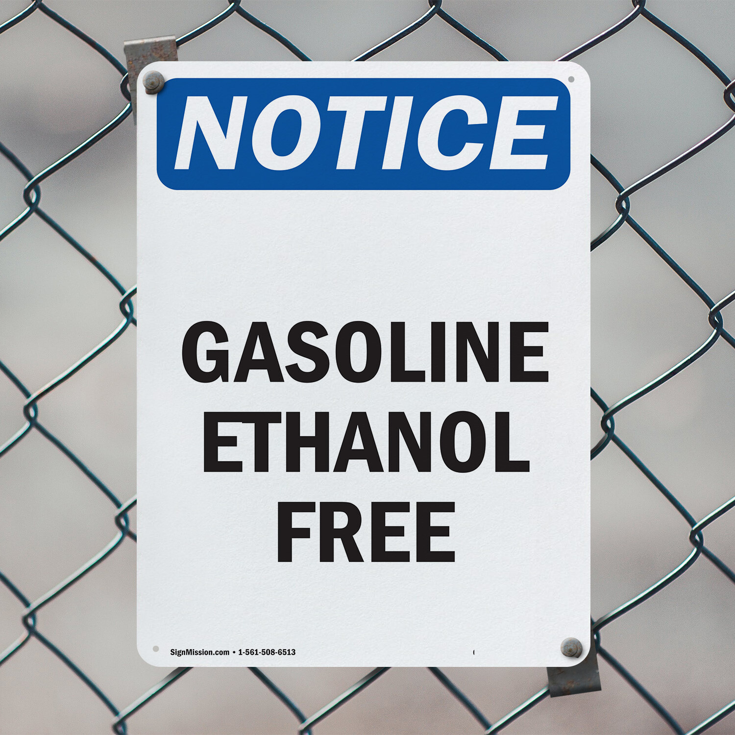 (2 Pack) Gasoline Ethanol Free OSHA Notice Sign Decal Metal Plastic
