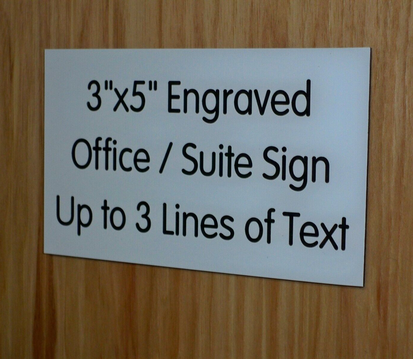 Custom Engraved 3×5 inch White Sign | Add Your Wording | with Adhesive Backing