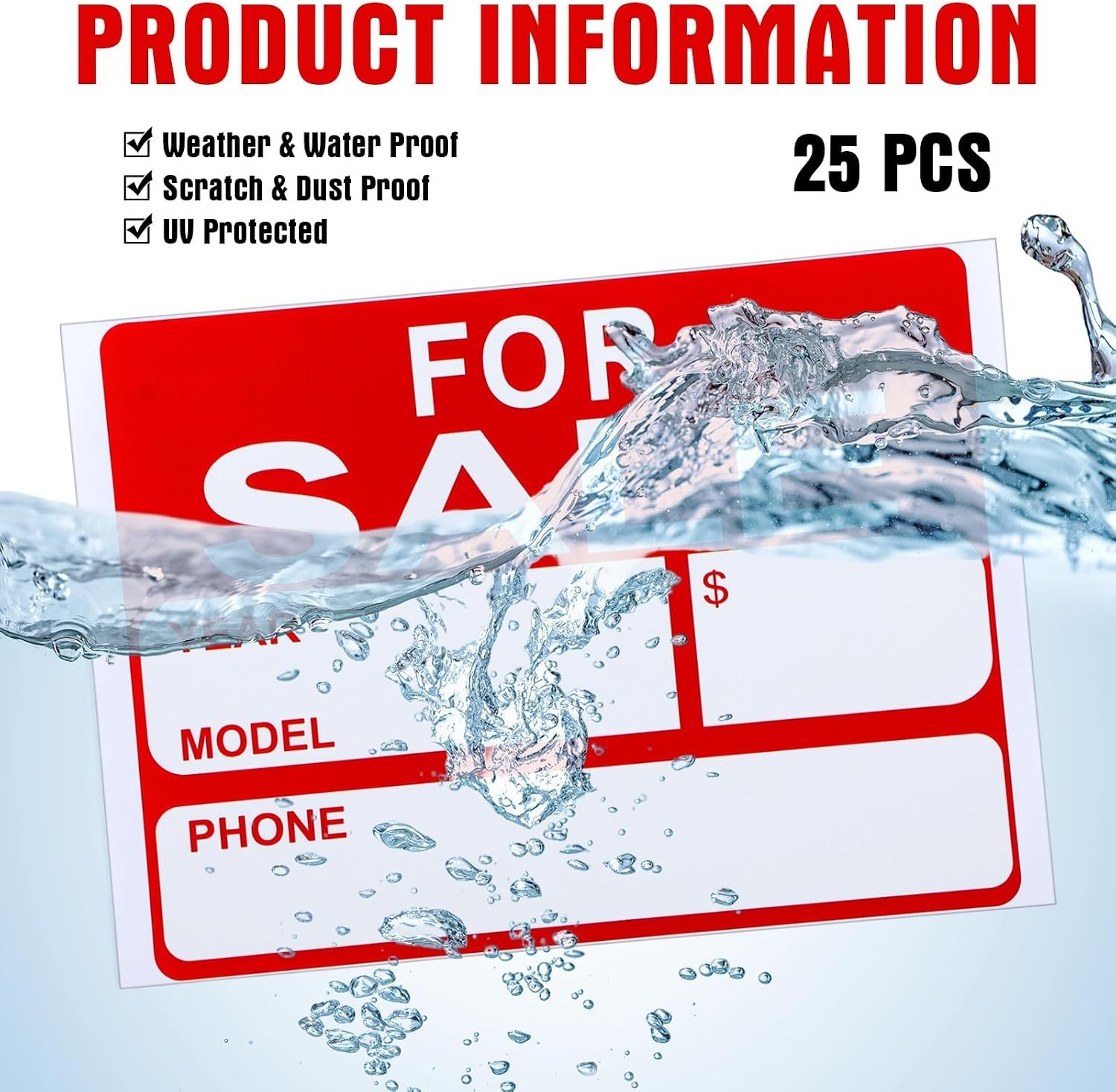 25 9×12 Inch ‘For Sale’ Signs – Waterproof and Effective Advertising