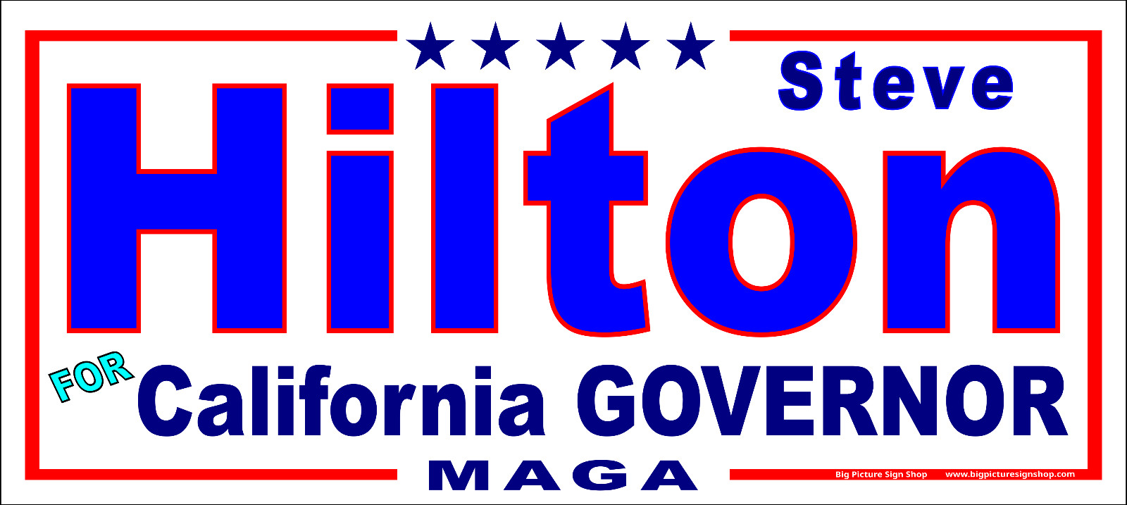 Steve HILTON GOVERNOR CALIF – HUGE Banners-3 Choices Rd Wh Blu-44 Sizes-USA MADE