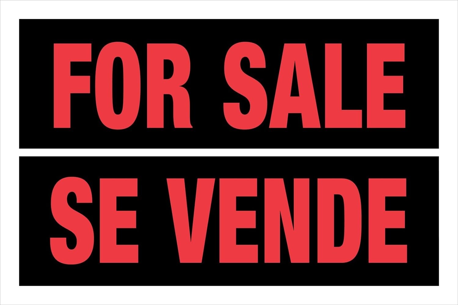 Hillman Red & White Bilingual For Sale Sign, 12 in. x 8 in. 6-Pack