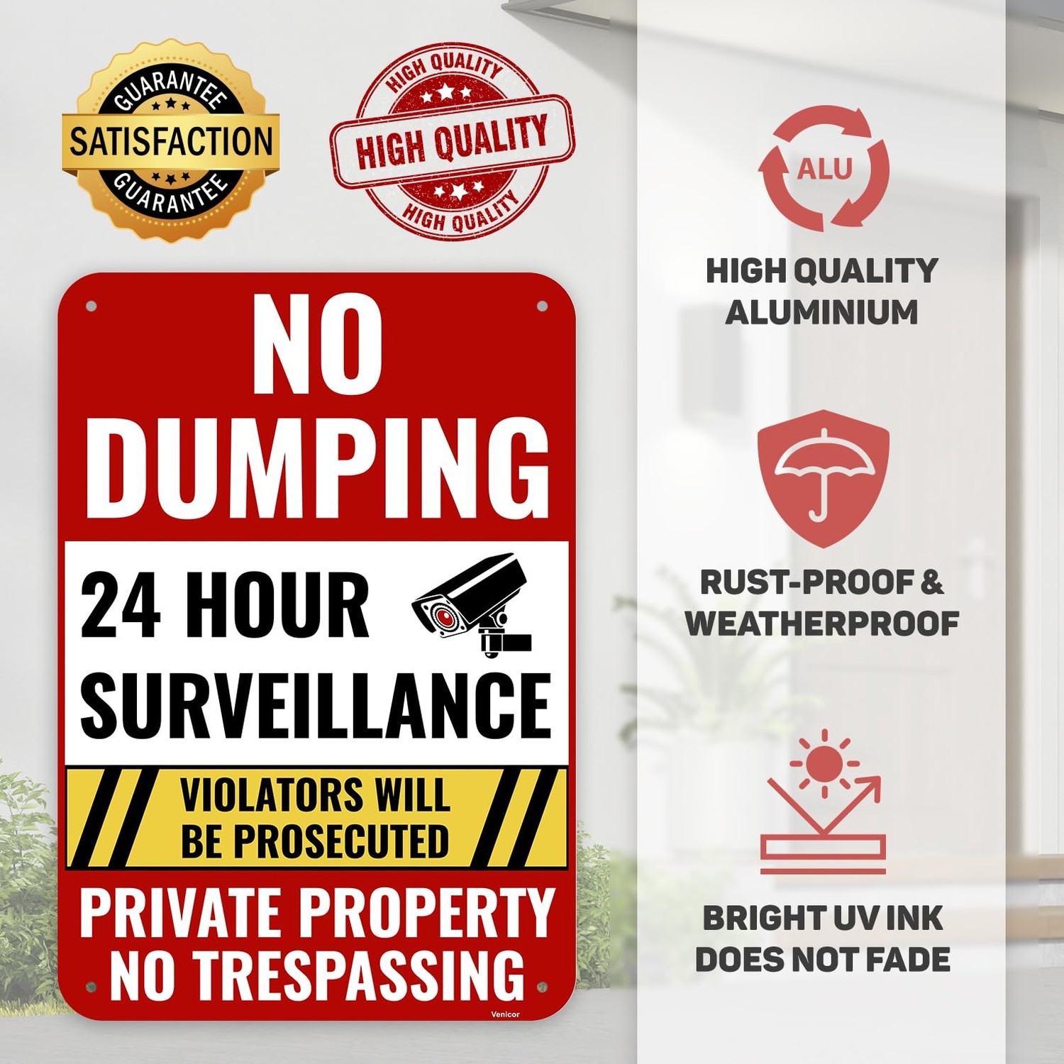 No Dumping Sign Private Property Aluminum 13x9in No Trespassing Metal NEW