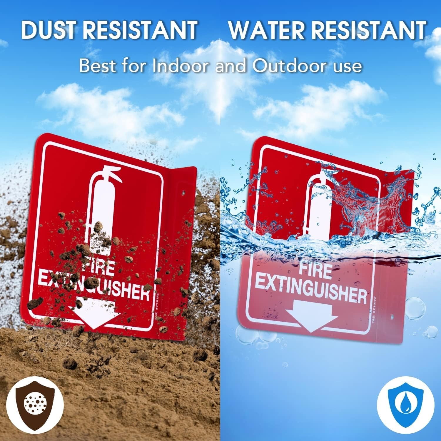Fire Extinguisher Sign, Fire Extinguisher with Down Arrow – 8 Pack – 6 x 6 In…