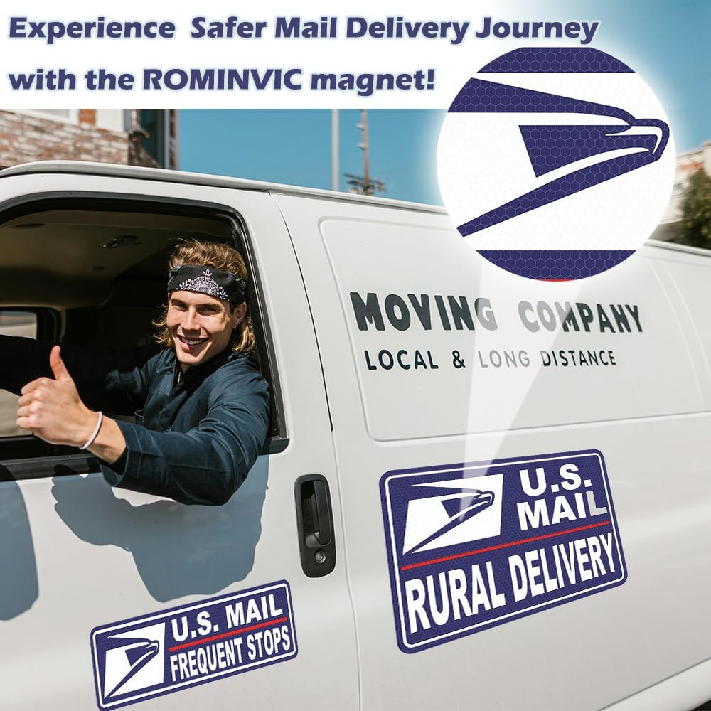 Car Magnets Postal,Heavy Duty U.S. Reflective Mail Delivery Driver Magnetic Sign